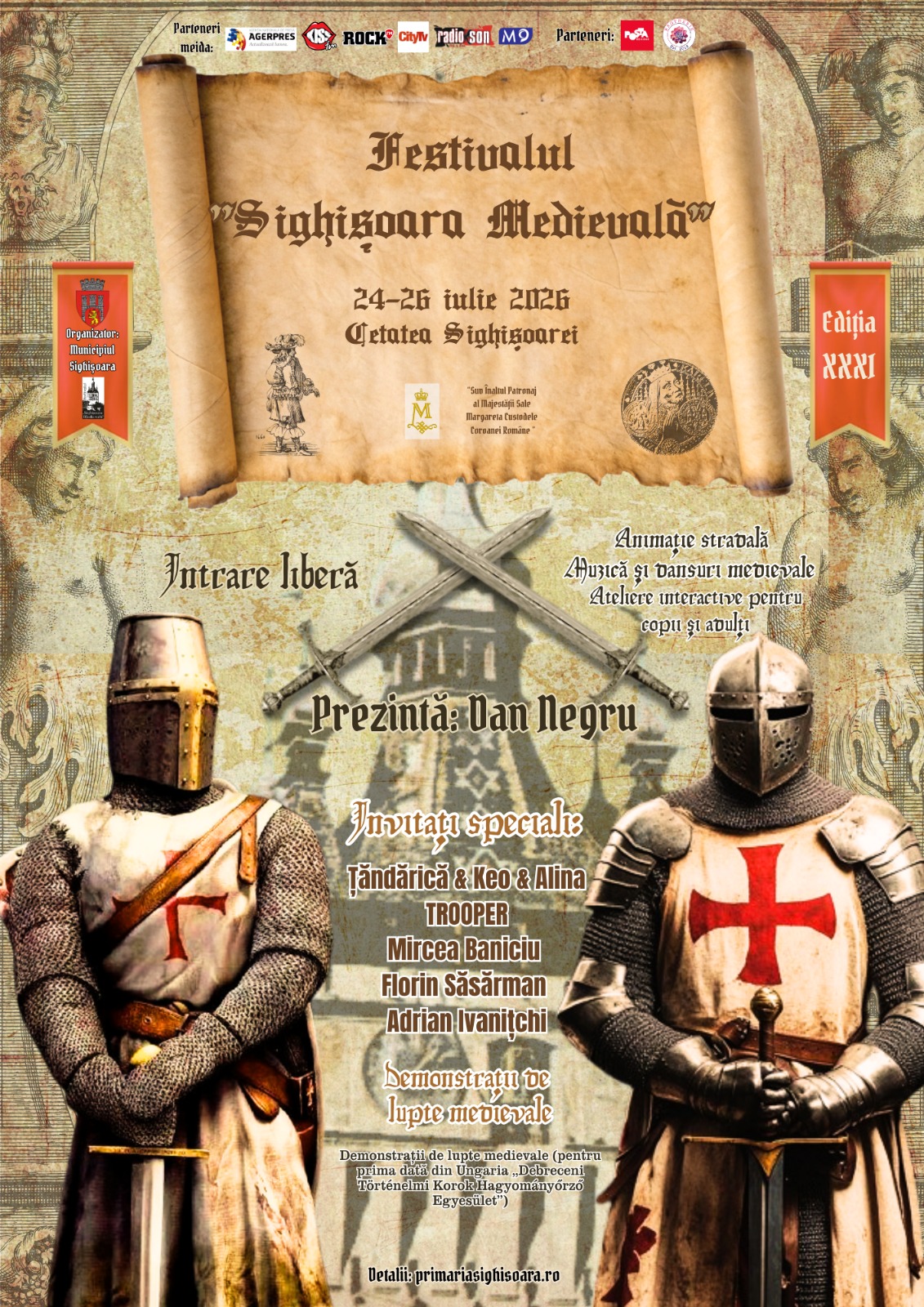 Sighișoara dă startul celei de-a XXXI-a ediții a celui mai vechi și autentic festival  medieval din România